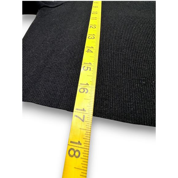 Sweet Rain Black Embellished Knit Crop Top W/ Lace Sleeves Size Medium - Picture 12 of 13